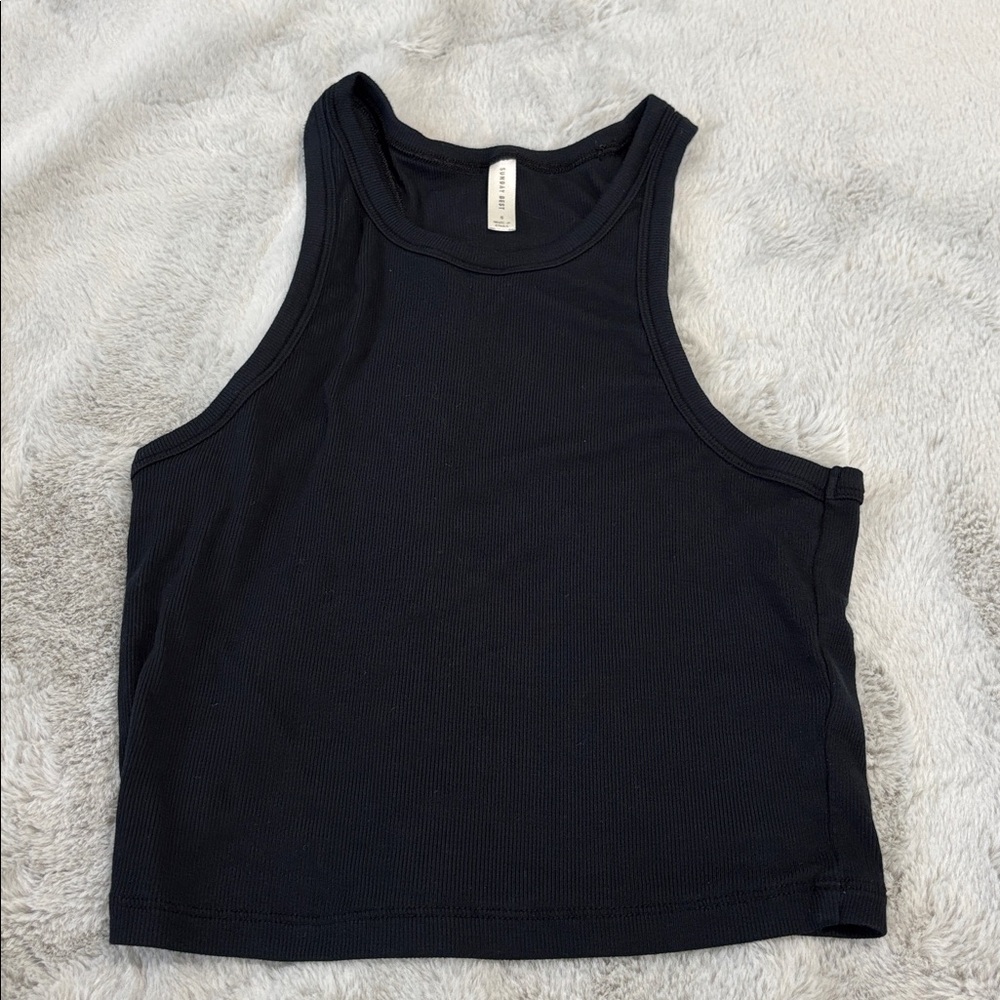Sunday Best Black Ribbed Top